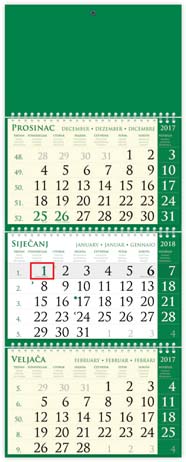 KALENDARI TRODJELNI SIRIO - ZELENI
